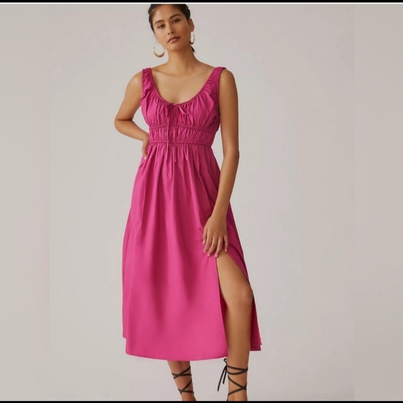 En Saison Dresses & Skirts - EN SAISON ANTHROPOLOGIE COTTON POPLIN MIDI DRESS, FUSCHIA, SIZE S, NWT